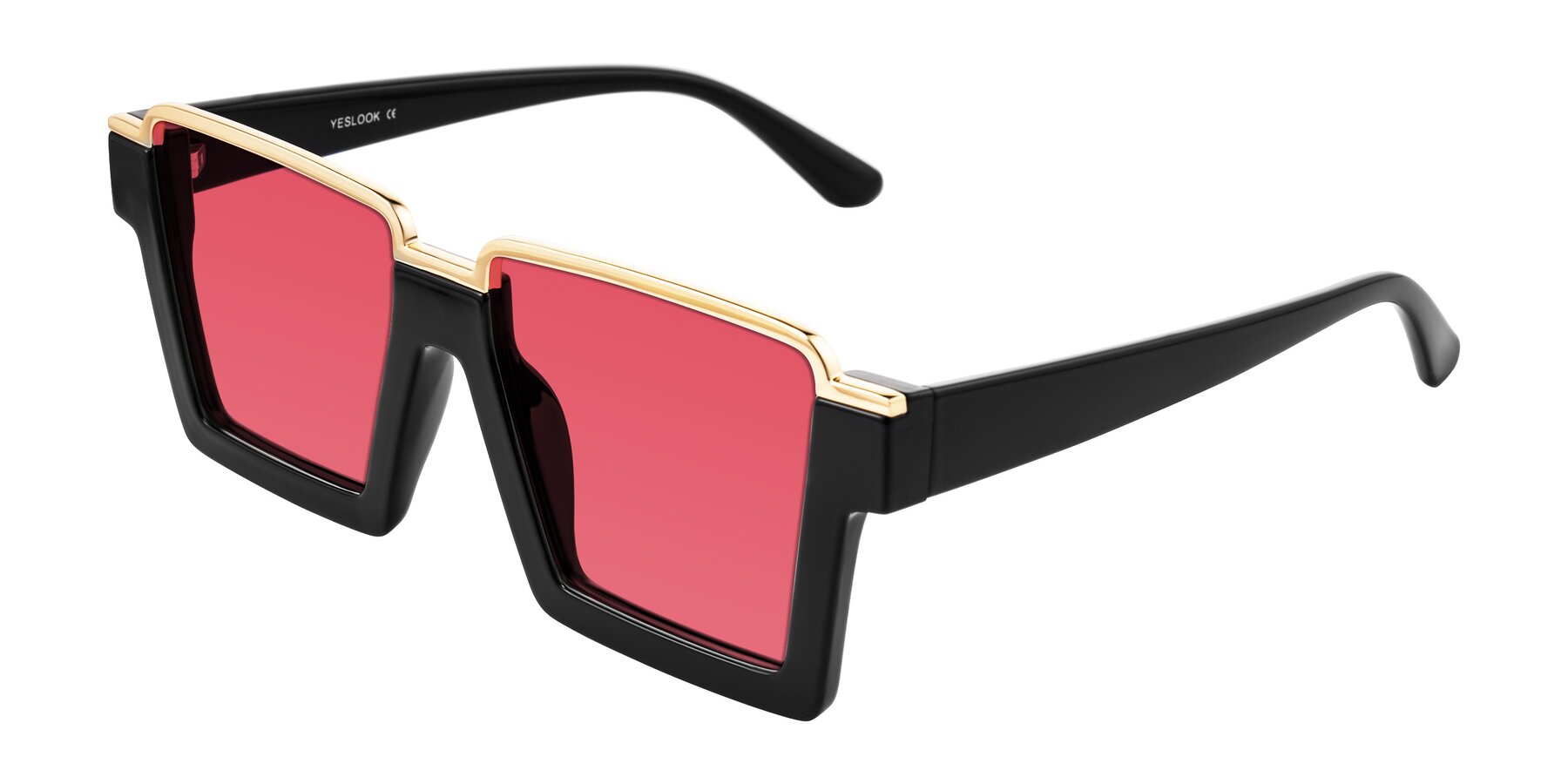 Angle of Reyes in Black with Red Tinted Lenses