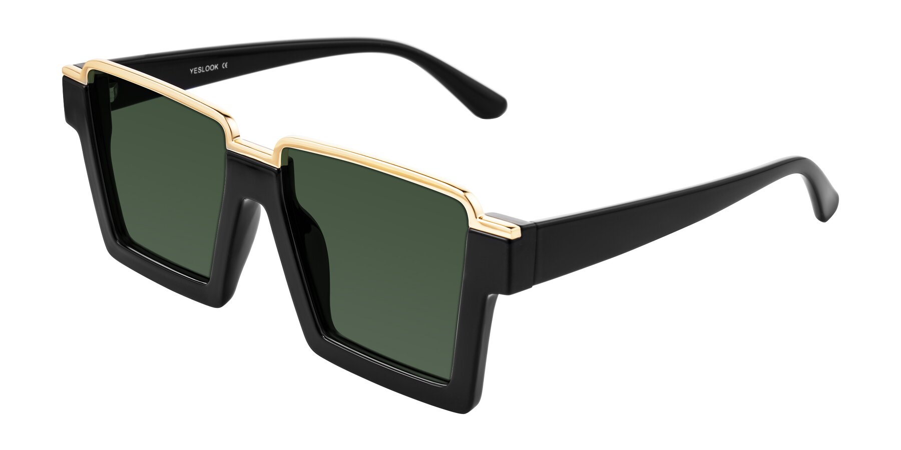 Angle of Reyes in Black with Green Tinted Lenses