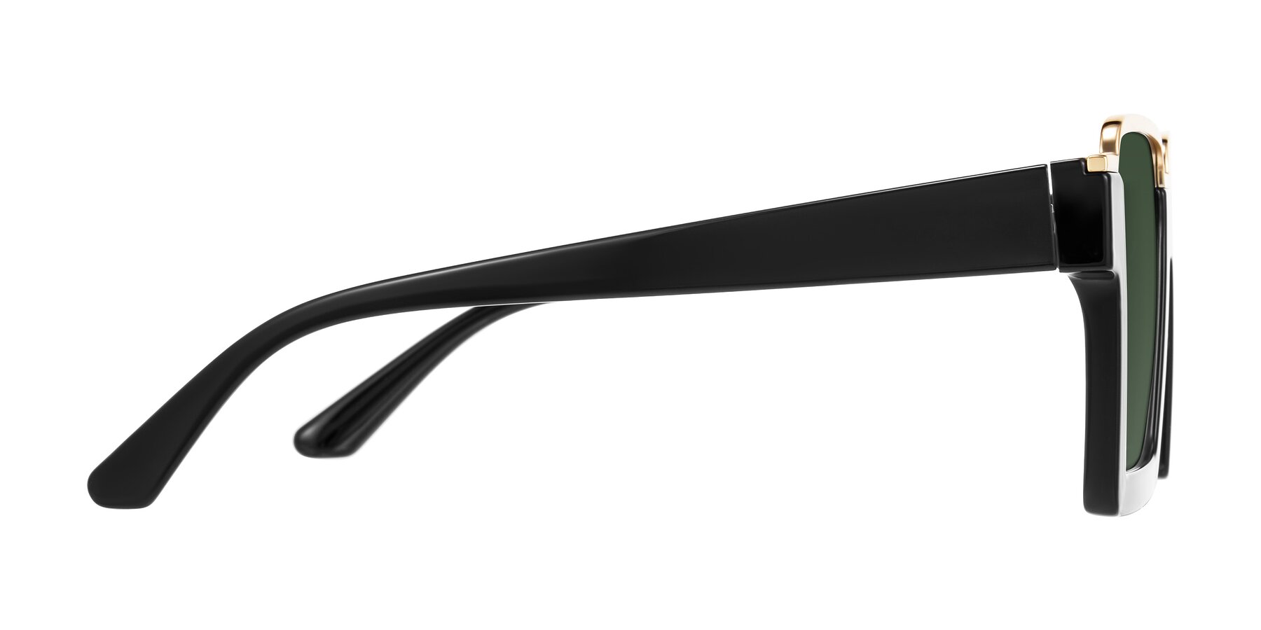 Side of Reyes in Black with Green Tinted Lenses