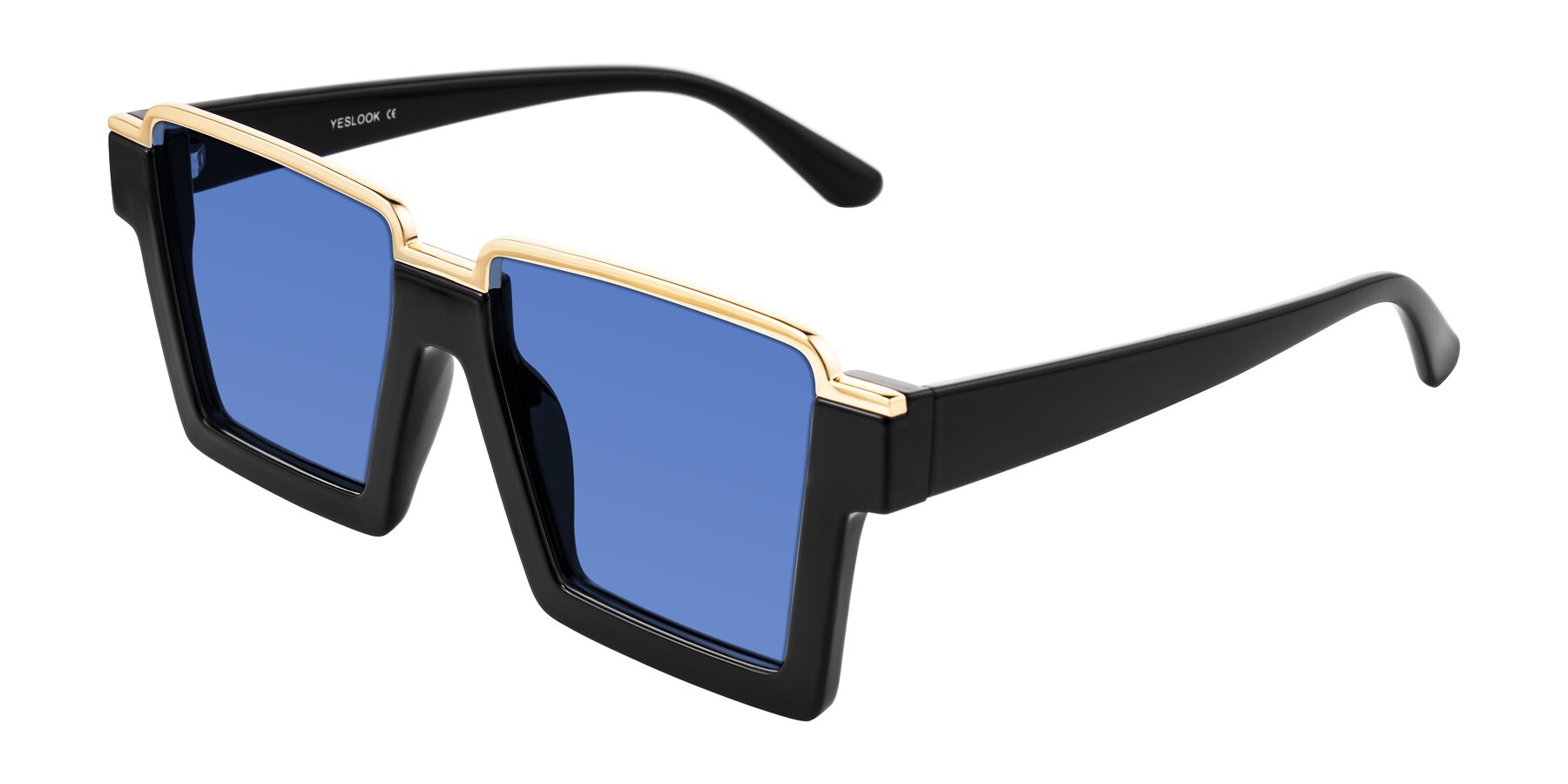 Angle of Reyes in Black with Blue Tinted Lenses