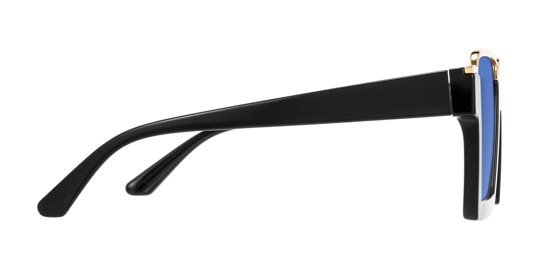 Side of Reyes in Black with Blue Tinted Lenses