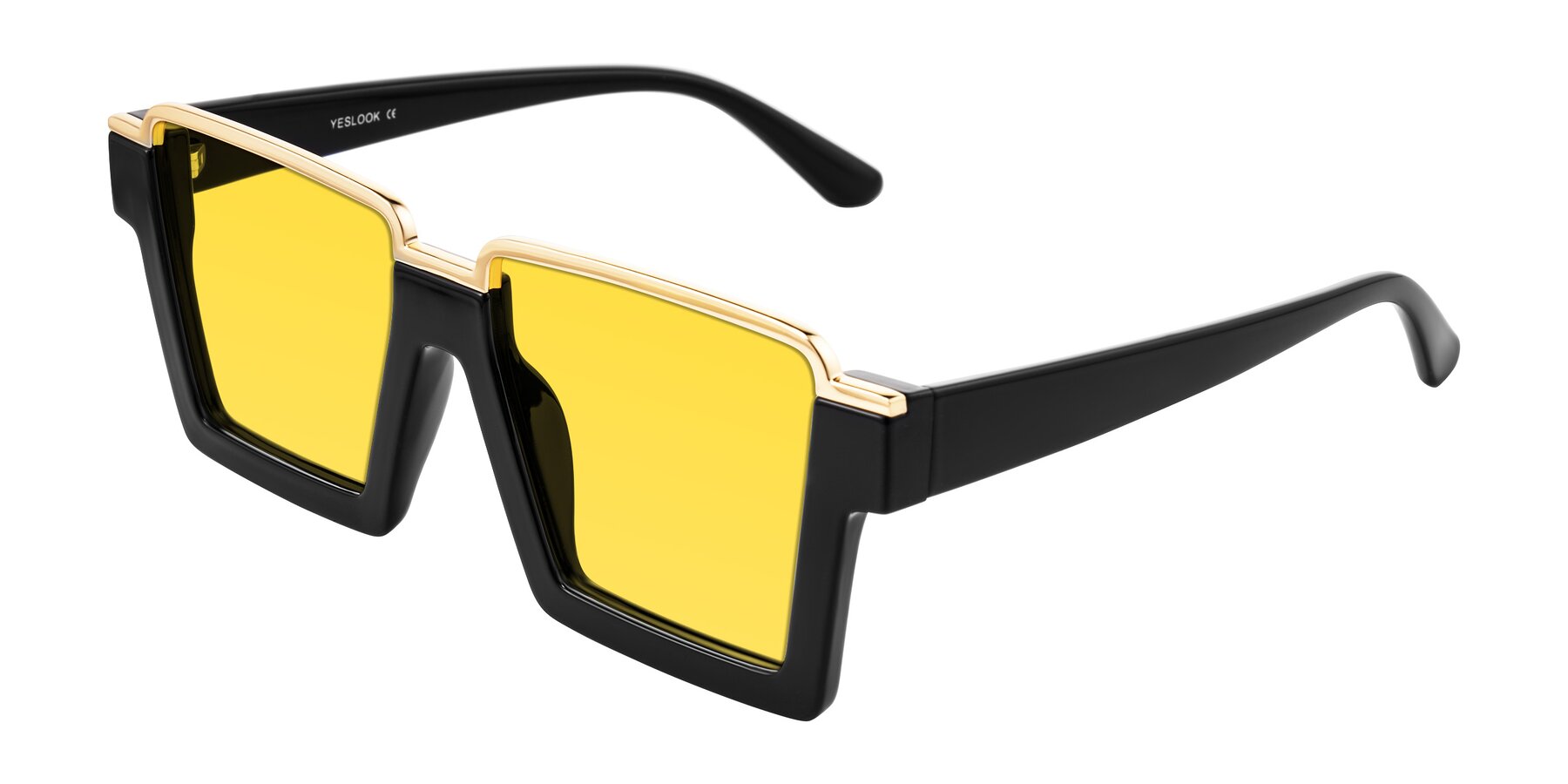 Angle of Reyes in Black with Yellow Tinted Lenses