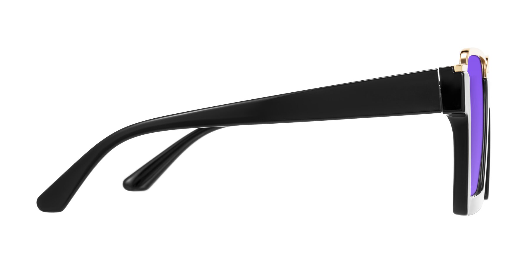 Side of Reyes in Black with Purple Tinted Lenses