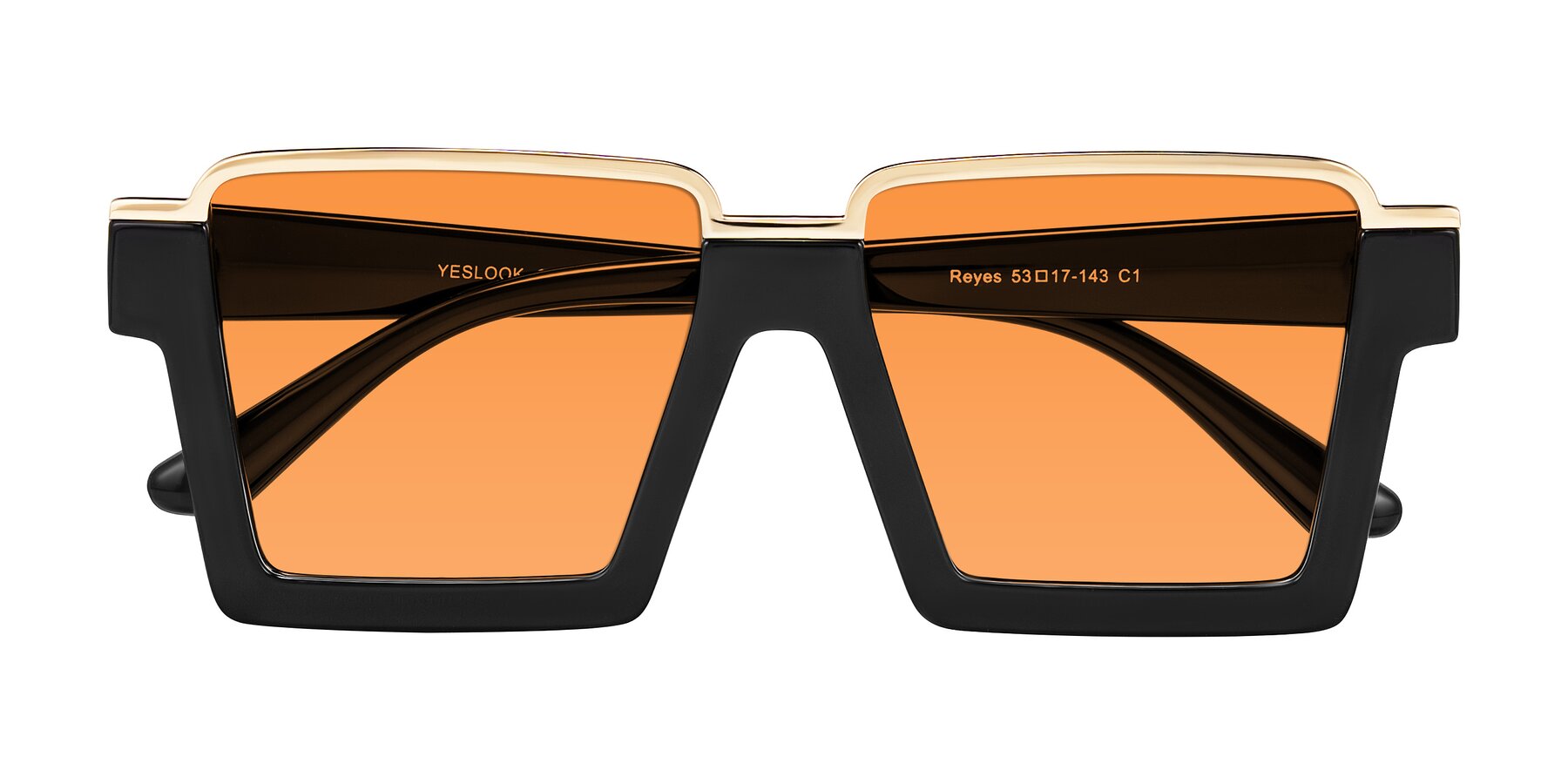 Reyas Color Black Geek-Chic Oversized Square Tinted Sunglasses with Orange Sunwear ...
