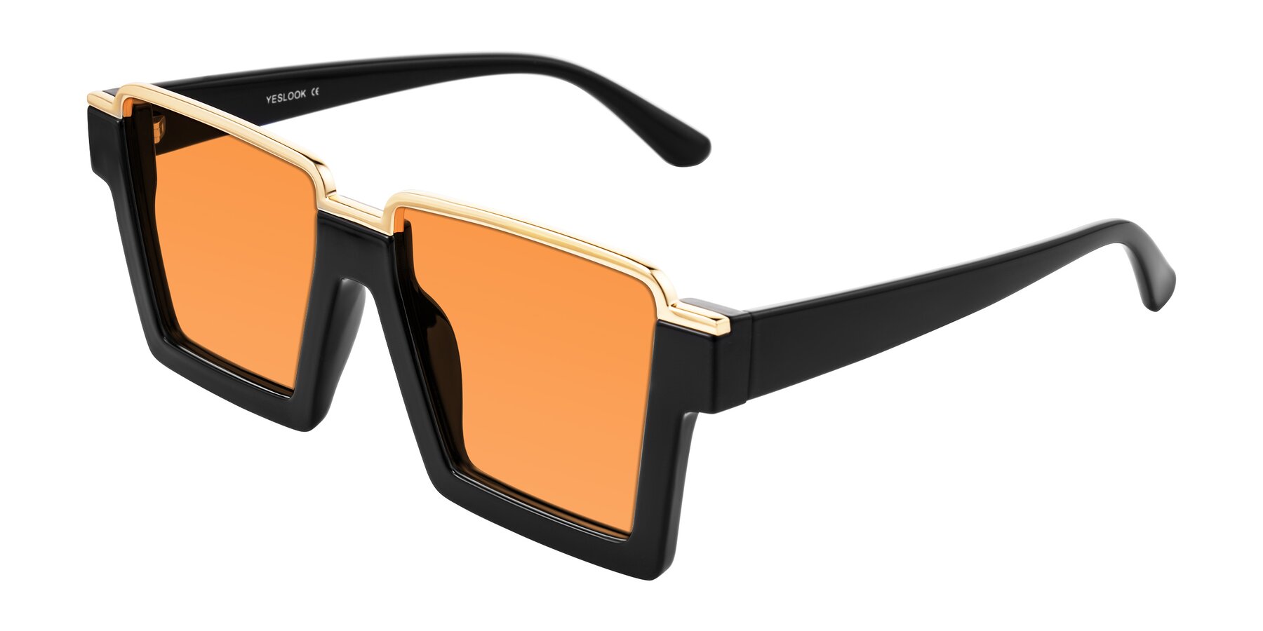 Angle of Reyes in Black with Orange Tinted Lenses