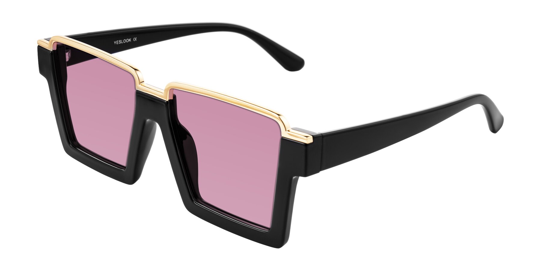 Angle of Reyes in Black with Medium Wine Tinted Lenses