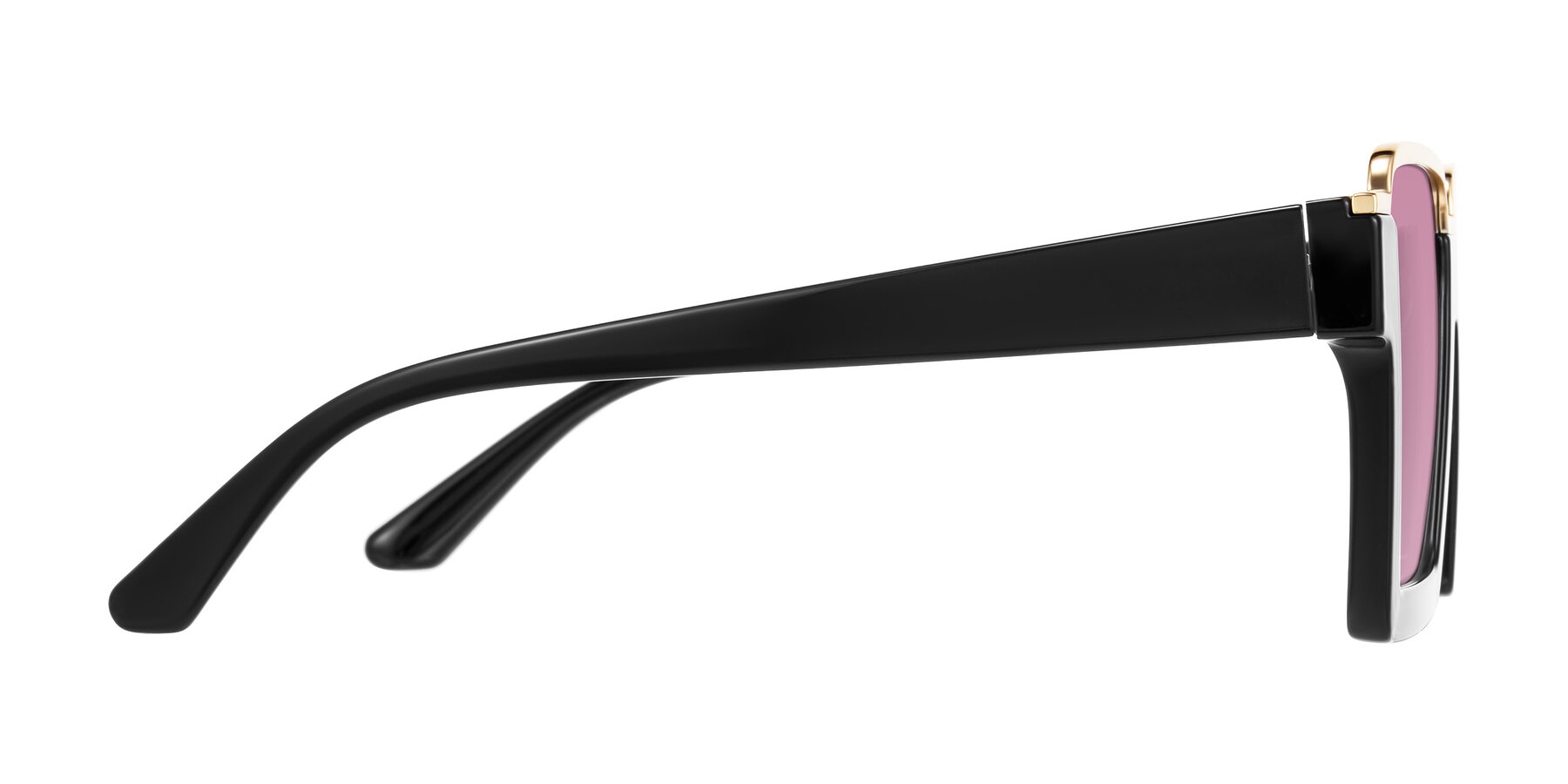 Side of Reyes in Black with Medium Wine Tinted Lenses