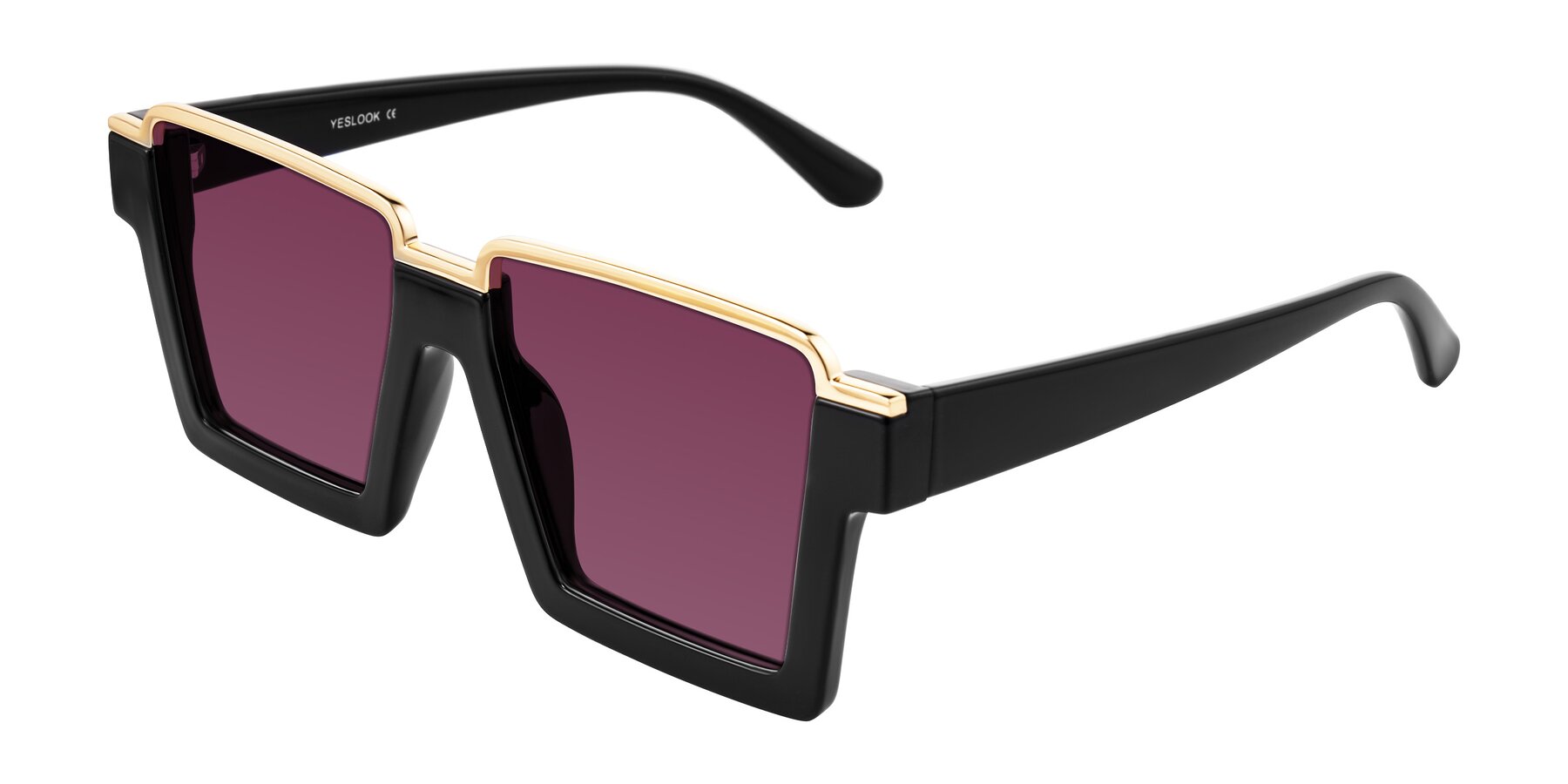 Angle of Reyes in Black with Wine Tinted Lenses