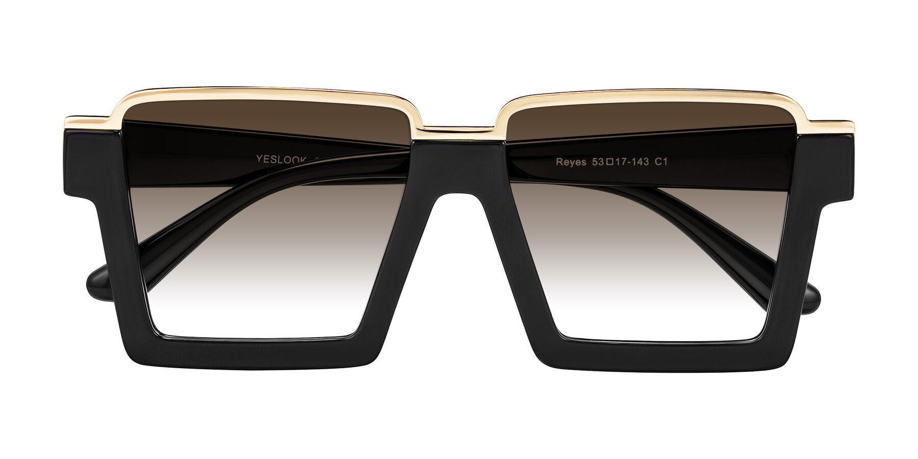Folded Front of Reyes in Black with Brown Gradient Lenses