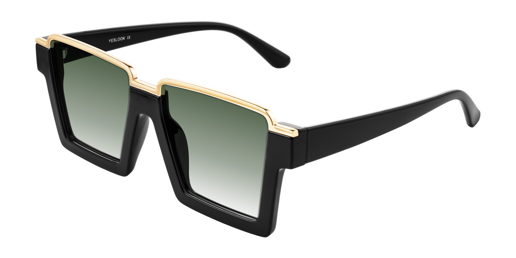 Angle of Reyes in Black with Green Gradient Lenses