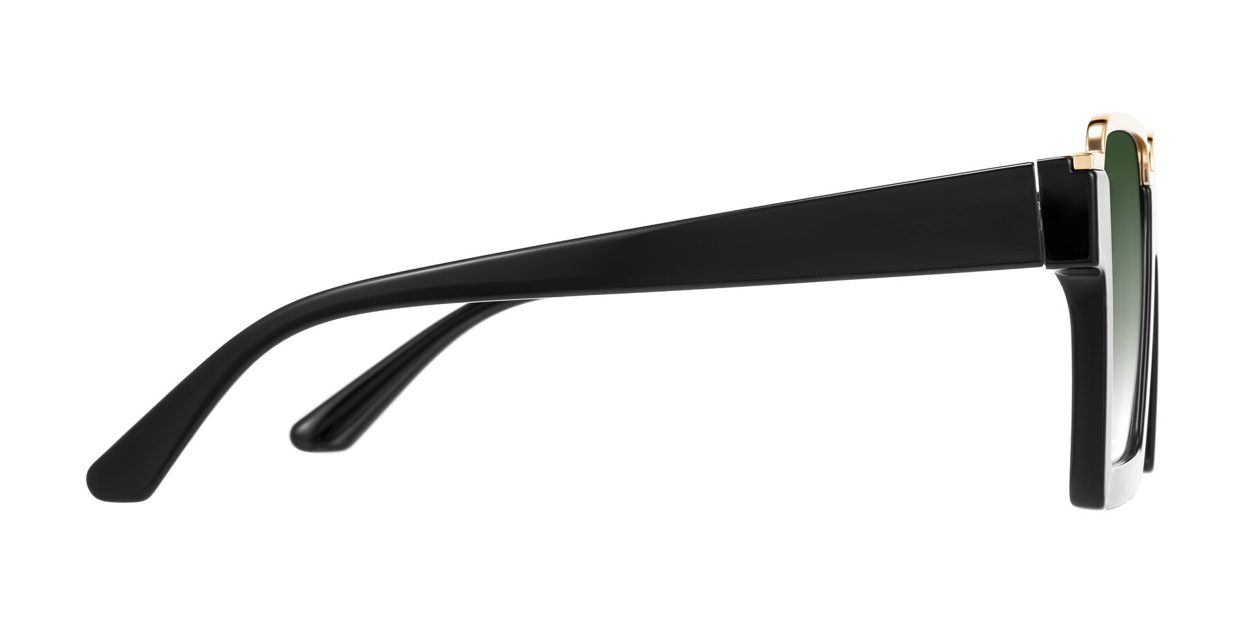 Side of Reyes in Black with Green Gradient Lenses