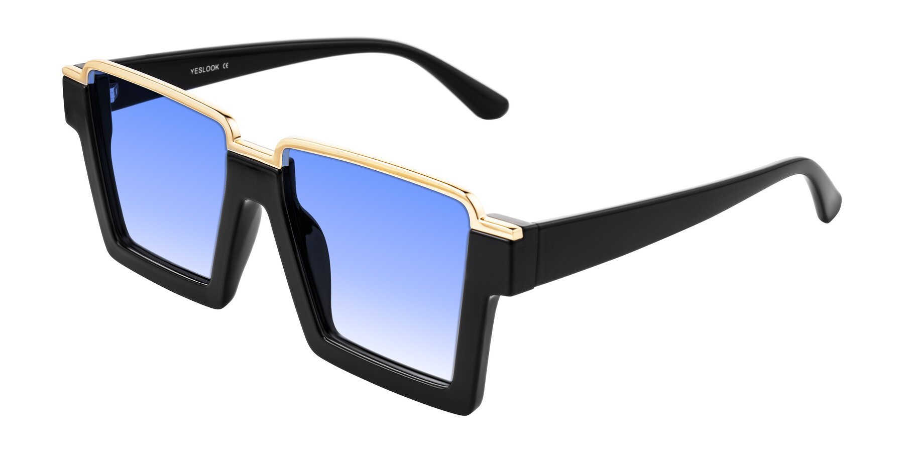 Angle of Reyes in Black with Blue Gradient Lenses