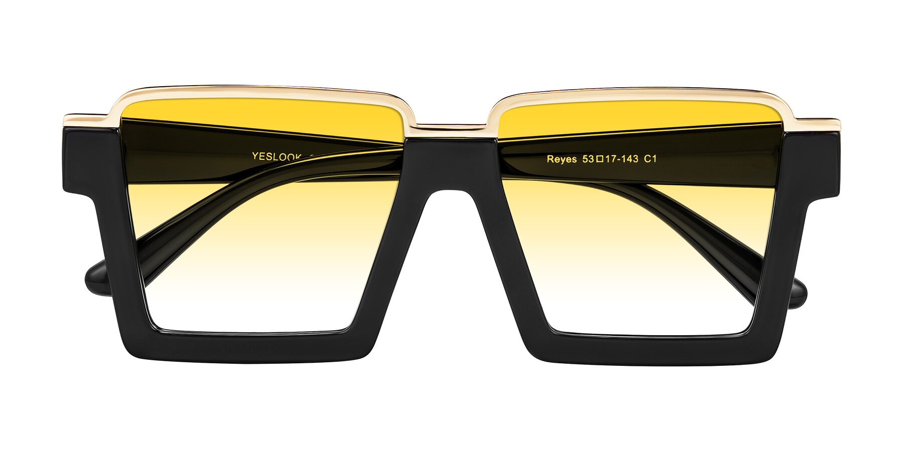 Folded Front of Reyes in Black with Yellow Gradient Lenses
