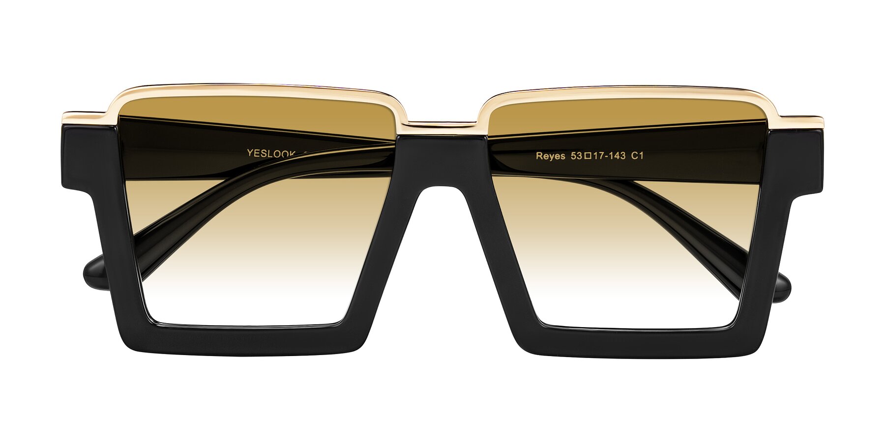 Folded Front of Reyes in Black with Champagne Gradient Lenses