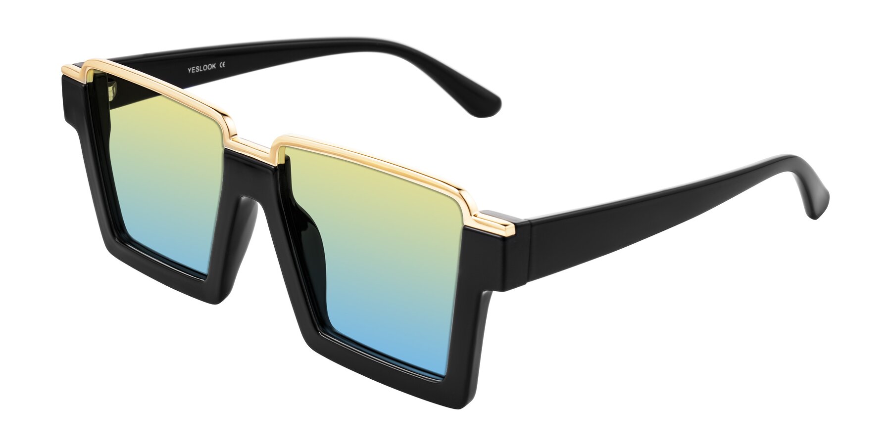 Angle of Reyes in Black with Yellow / Blue Gradient Lenses