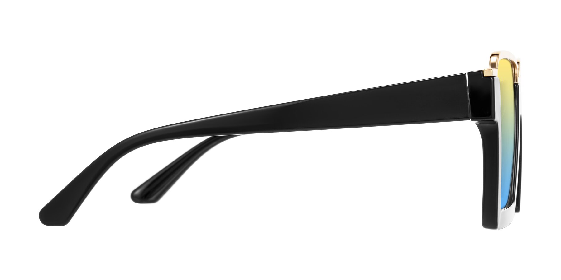 Side of Reyes in Black with Yellow / Blue Gradient Lenses