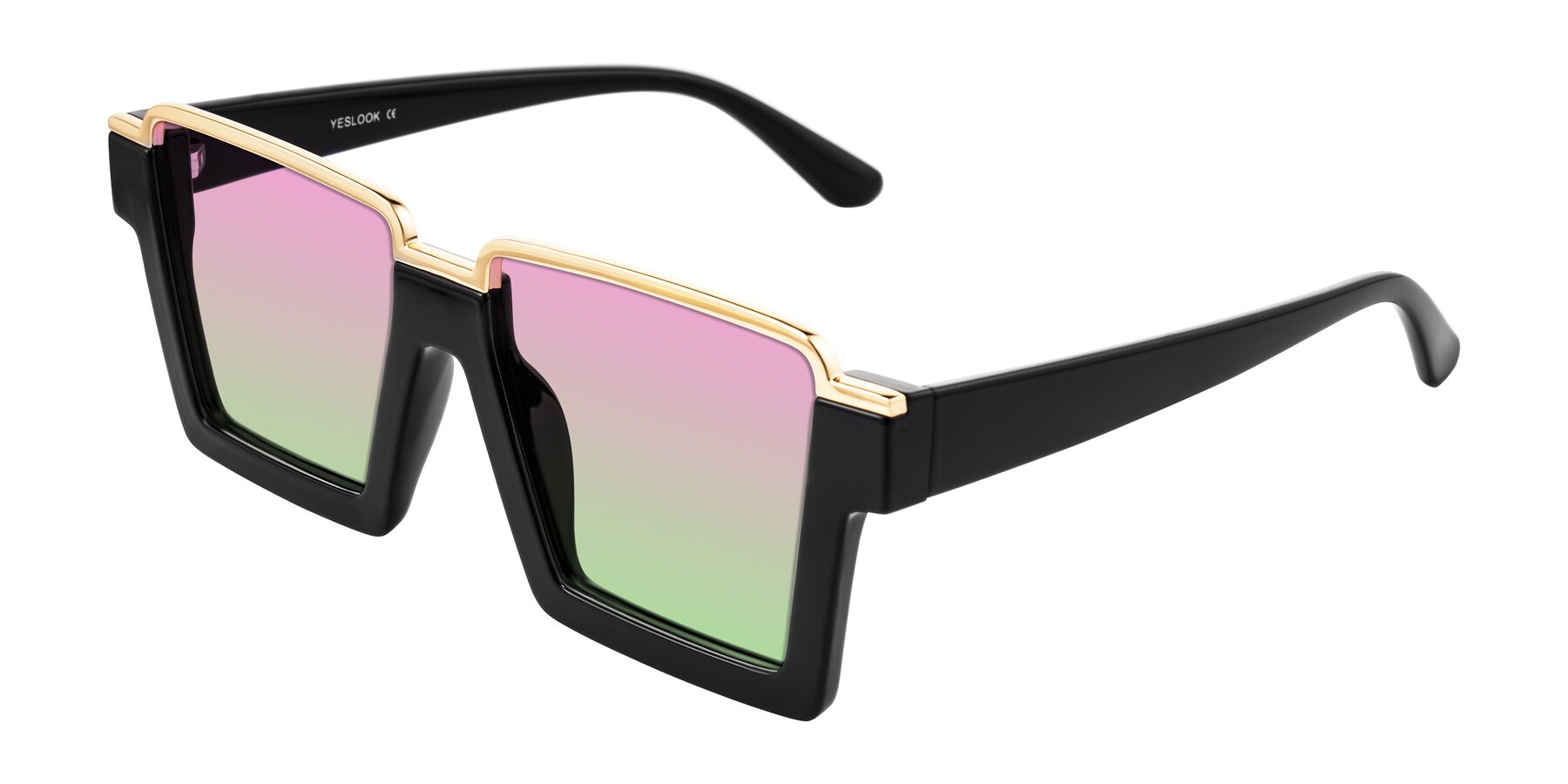 Angle of Reyes in Black with Pink / Green Gradient Lenses