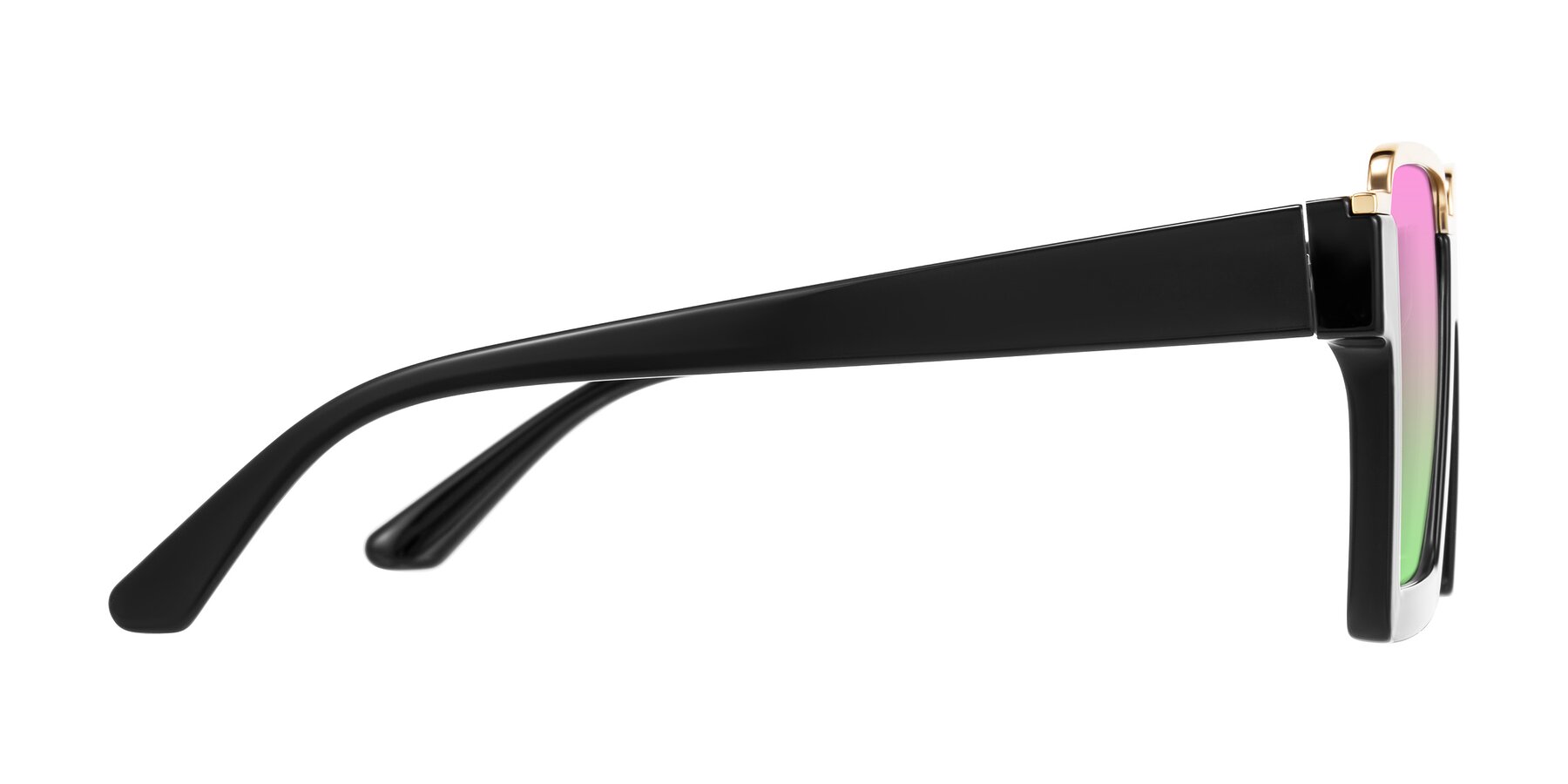 Side of Reyes in Black with Pink / Green Gradient Lenses