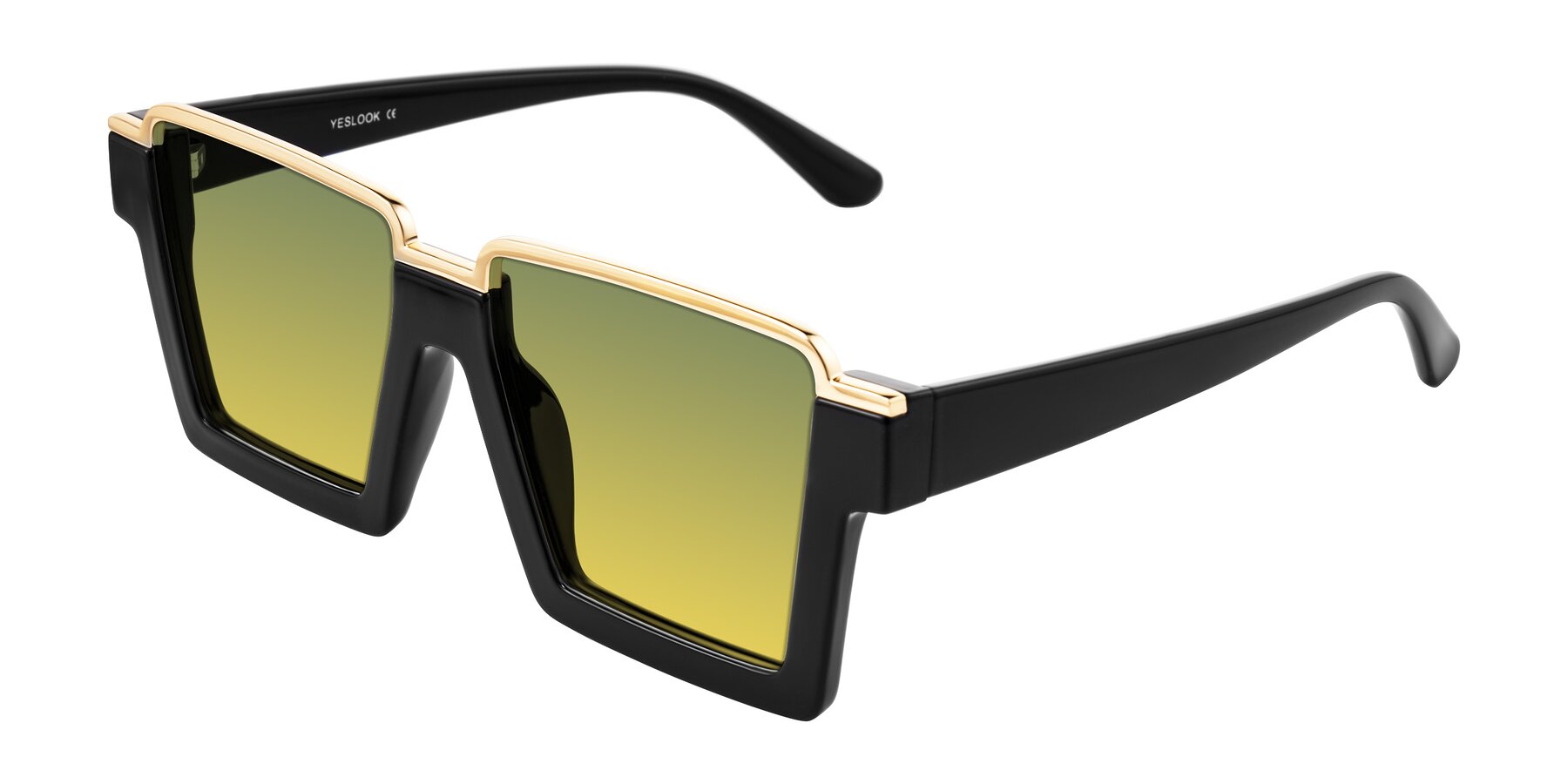 Angle of Reyes in Black with Green / Yellow Gradient Lenses