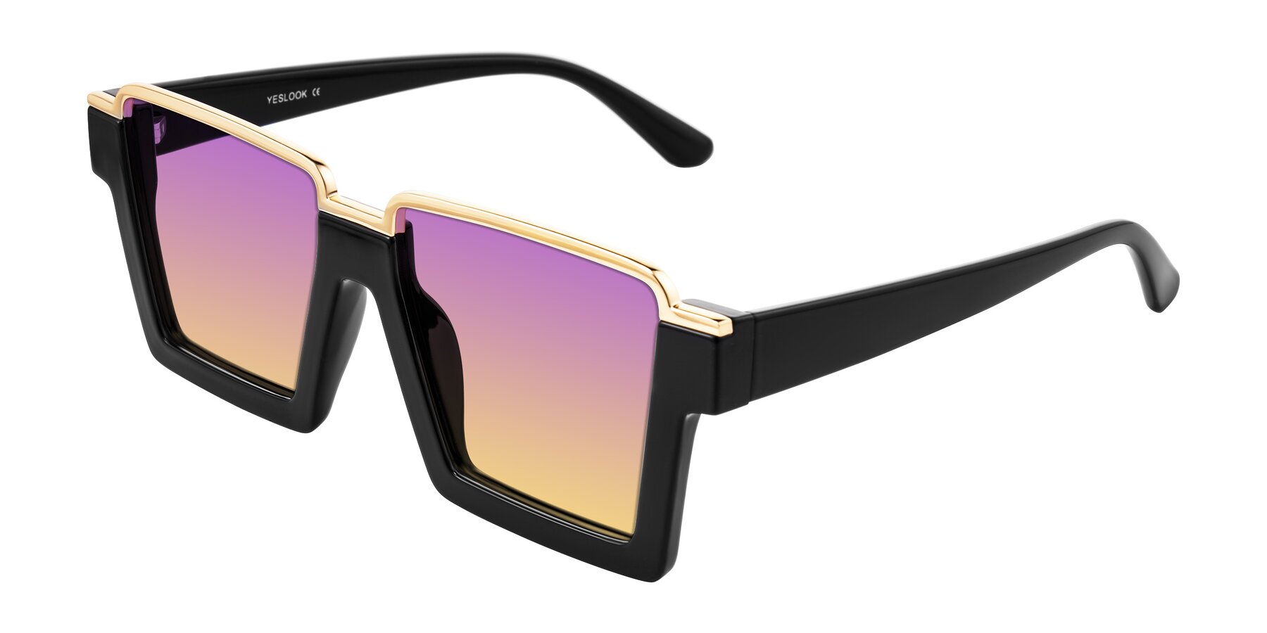 Angle of Reyes in Black with Purple / Yellow Gradient Lenses