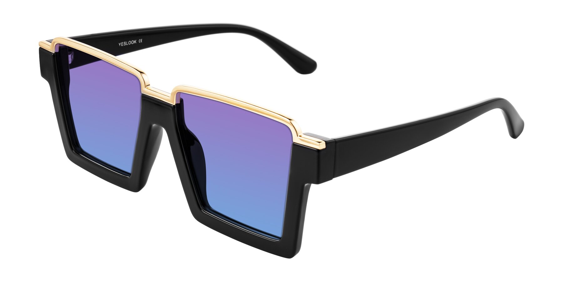 Angle of Reyes in Black with Purple / Blue Gradient Lenses