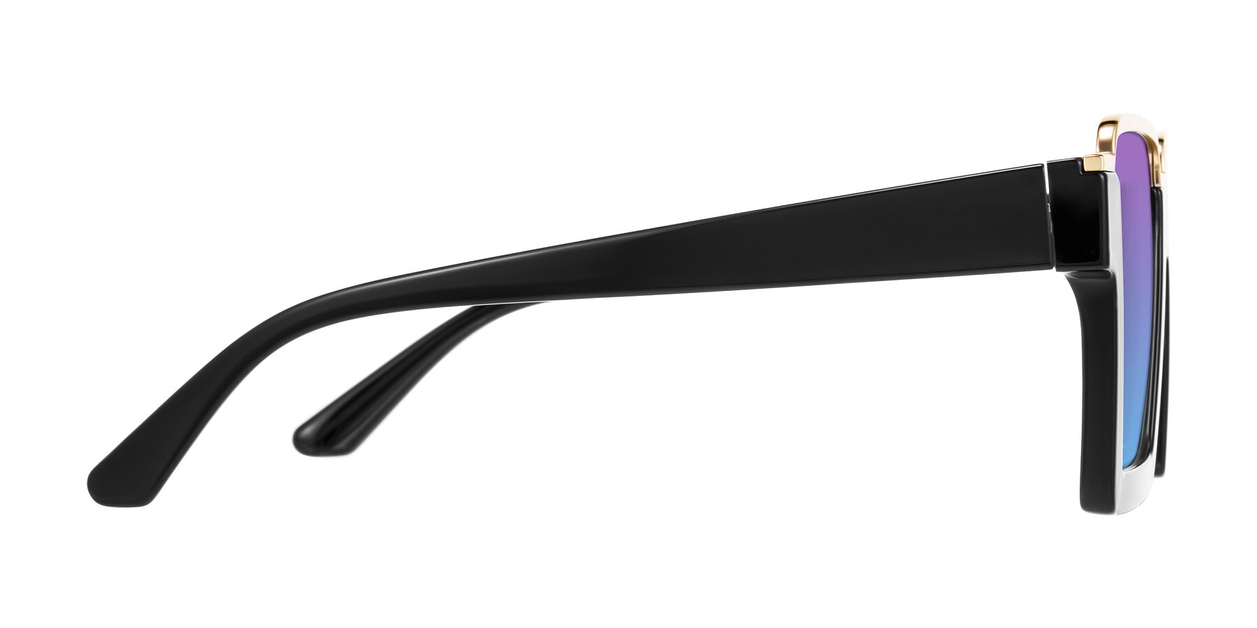 Side of Reyes in Black with Purple / Blue Gradient Lenses