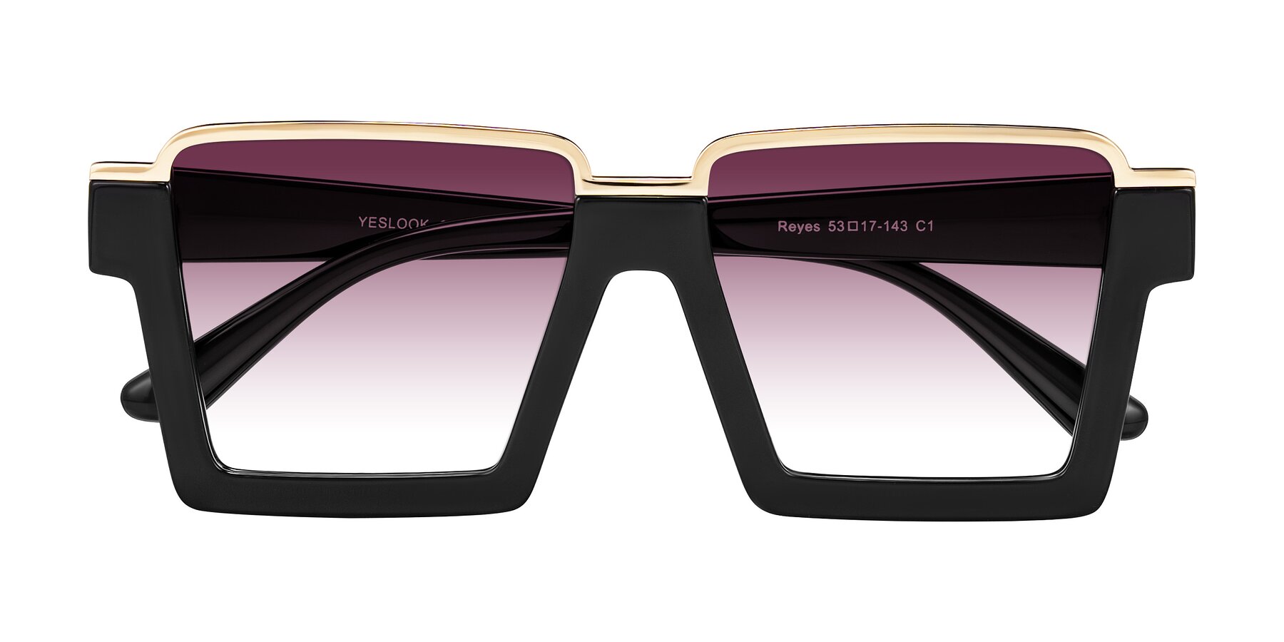 Folded Front of Reyes in Black with Wine Gradient Lenses