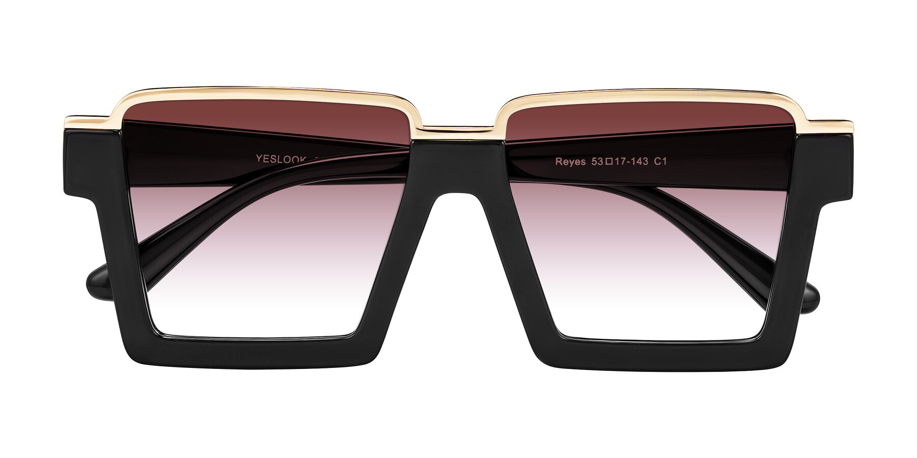 Folded Front of Reyes in Black with Garnet Gradient Lenses