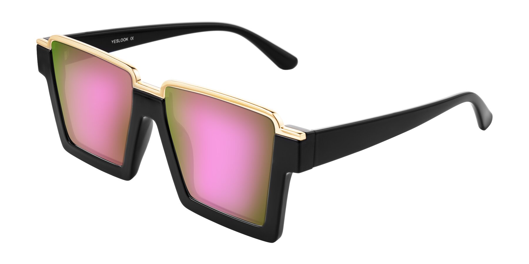 Angle of Reyes in Black with Pink Mirrored Lenses