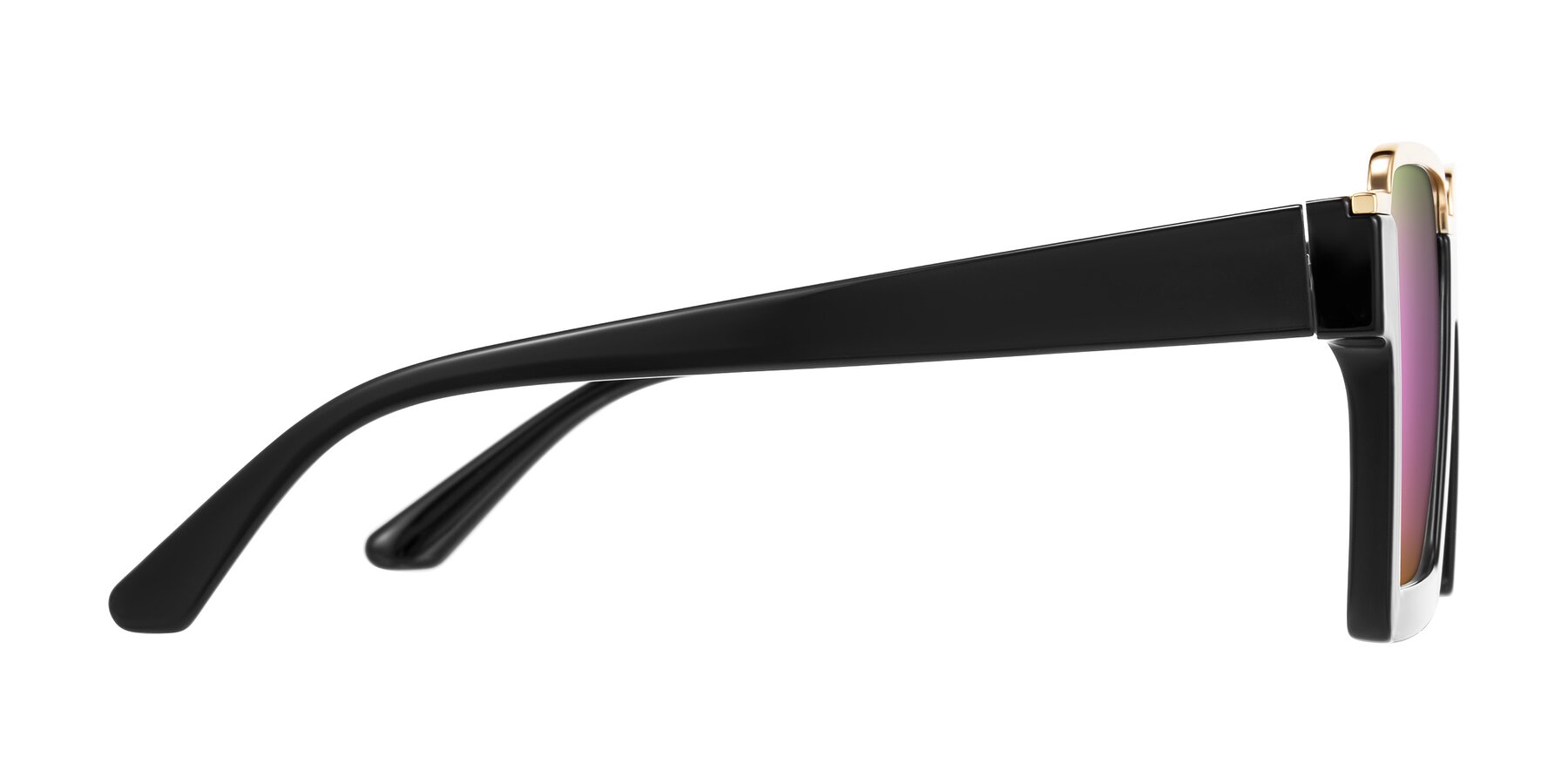 Side of Reyes in Black with Pink Mirrored Lenses