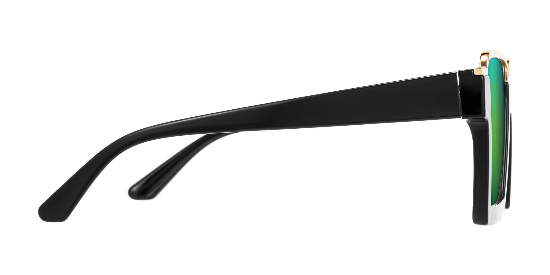 Side of Reyes in Black with Green Mirrored Lenses