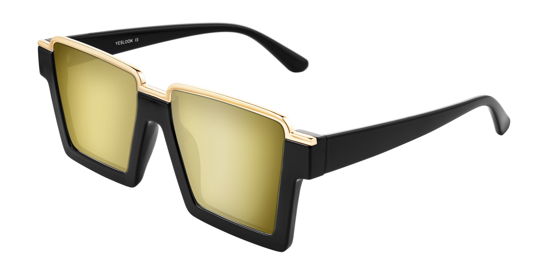 Angle of Reyes in Black with Gold Mirrored Lenses