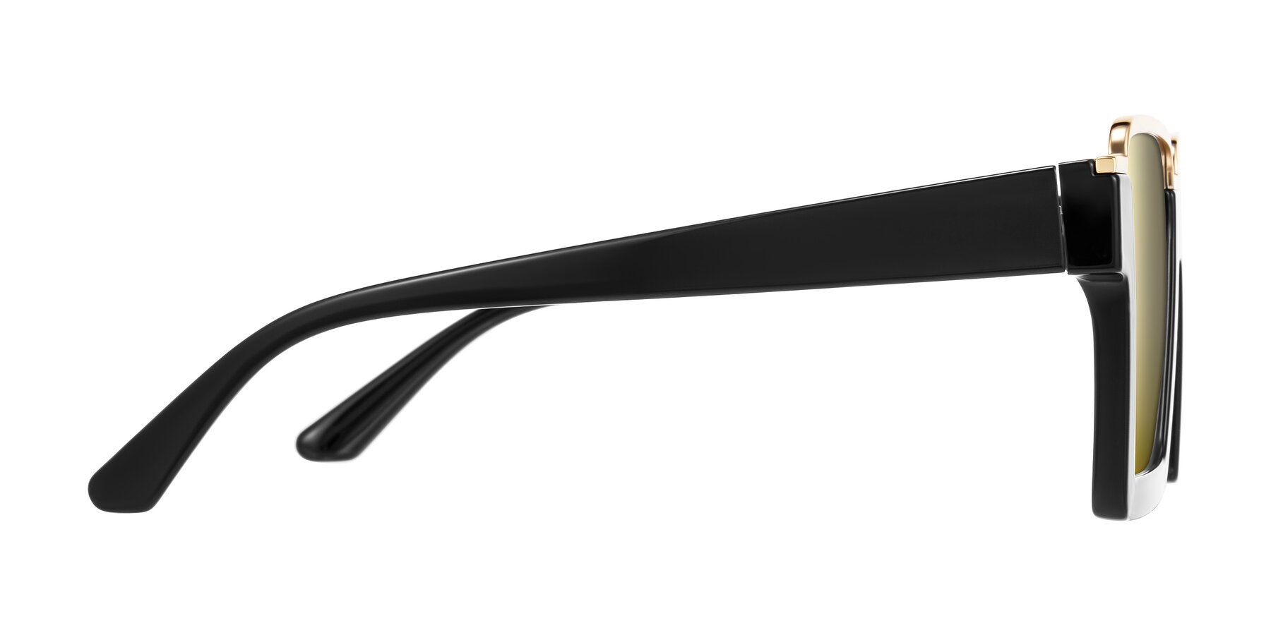 Side of Reyes in Black with Gold Mirrored Lenses