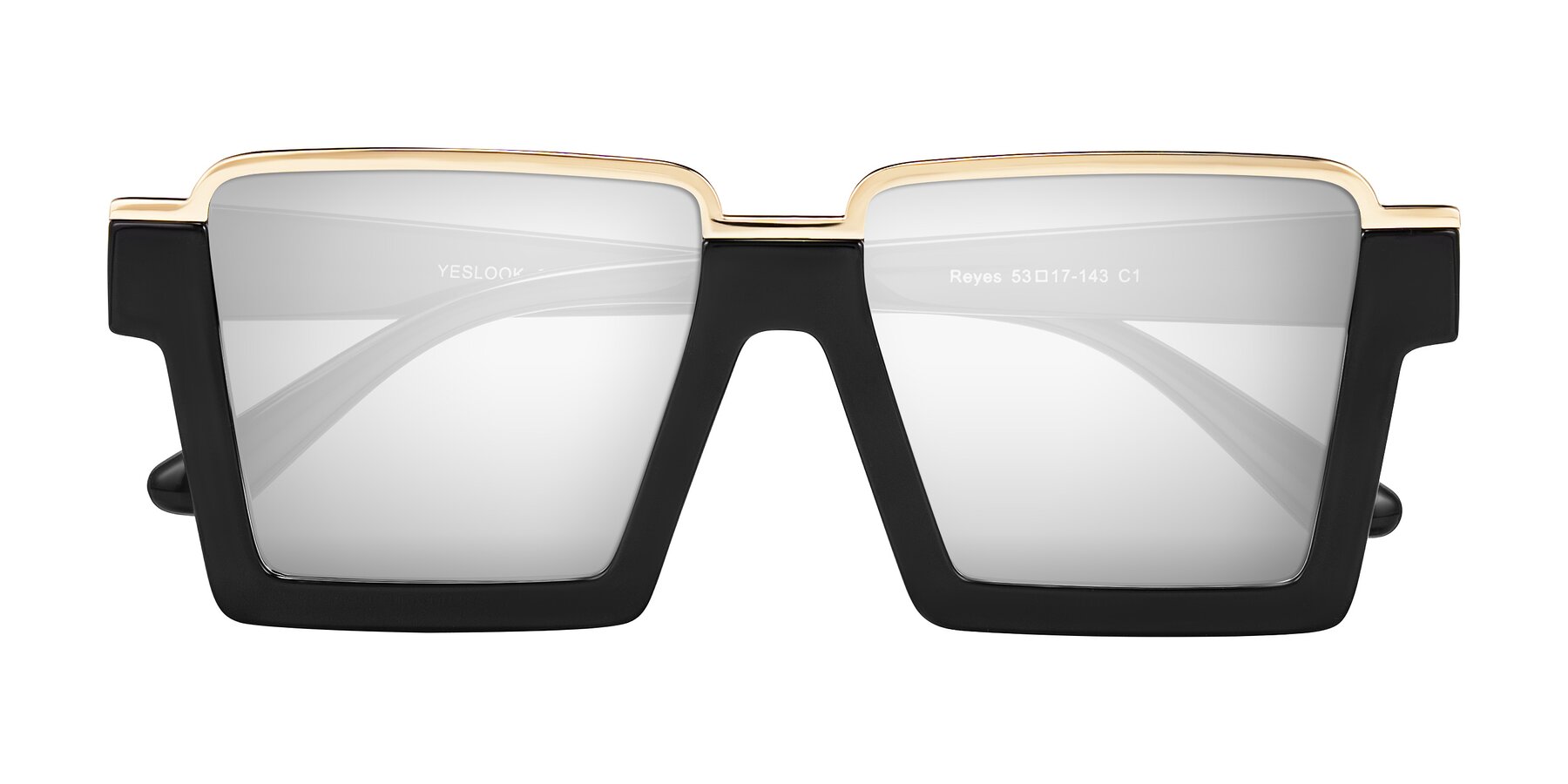 Folded Front of Reyes in Black with Silver Mirrored Lenses