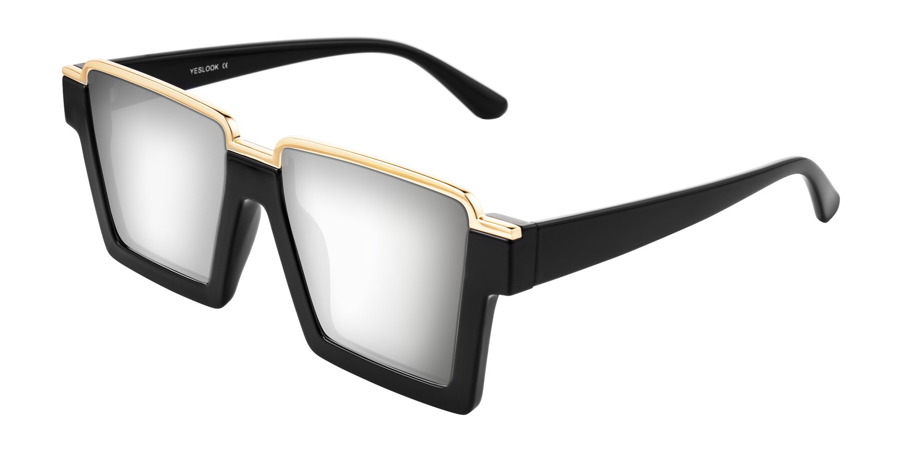 Angle of Reyes in Black with Silver Mirrored Lenses