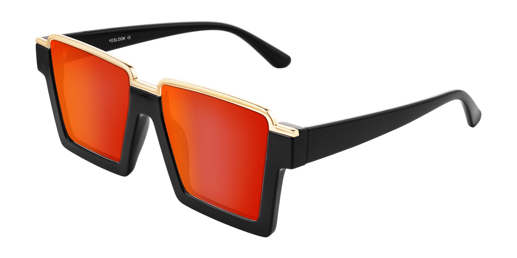 Angle of Reyes in Black with Red Gold Mirrored Lenses