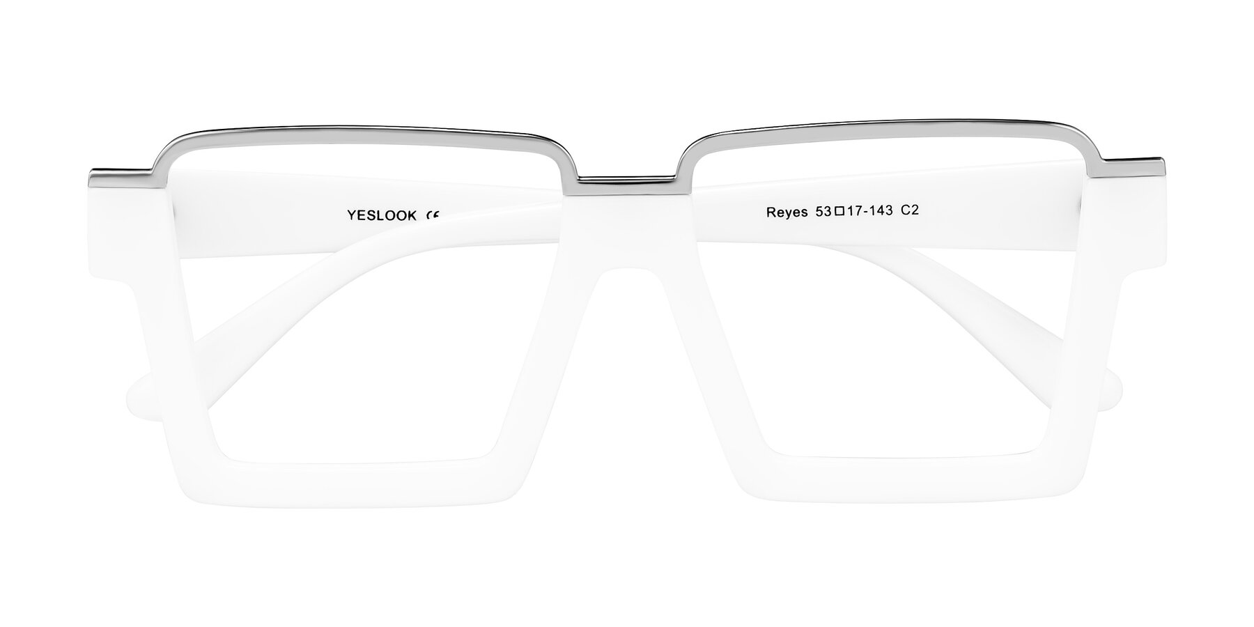 Folded Front of Reyes in White with Clear Eyeglass Lenses