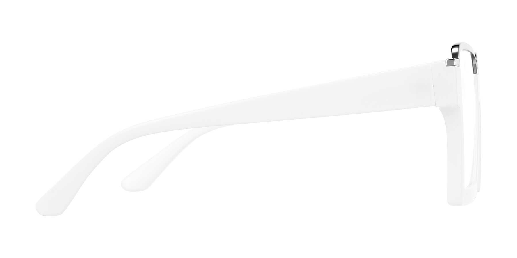 Side of Reyes in White with Clear Eyeglass Lenses