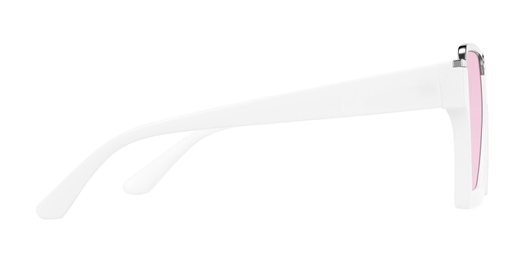 Side of Reyes in White with Light Pink Tinted Lenses