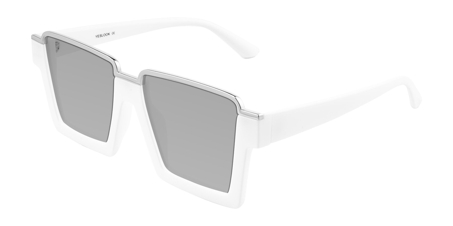 Angle of Reyes in White with Light Gray Tinted Lenses