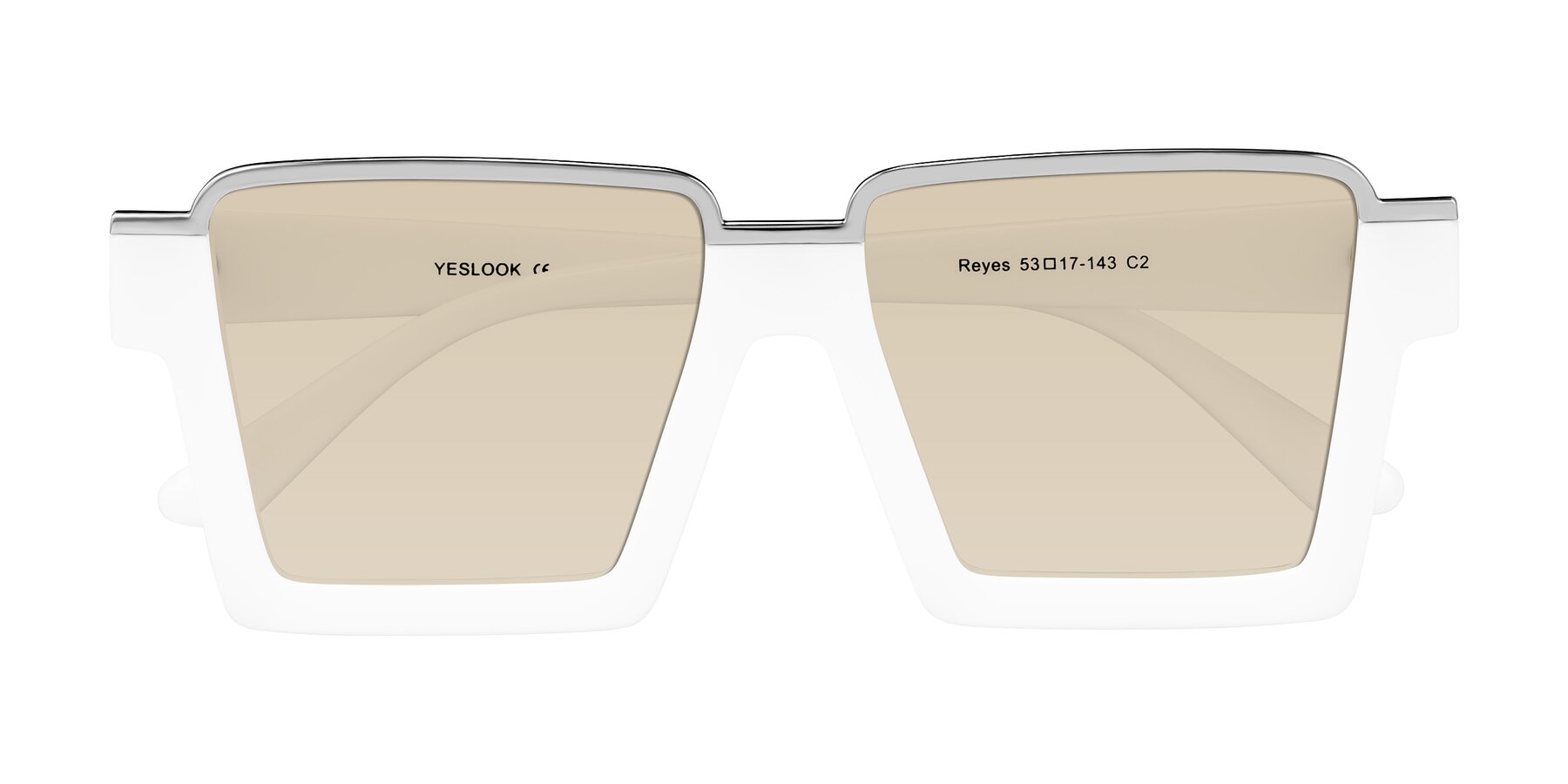 Folded Front of Reyes in White with Light Brown Tinted Lenses