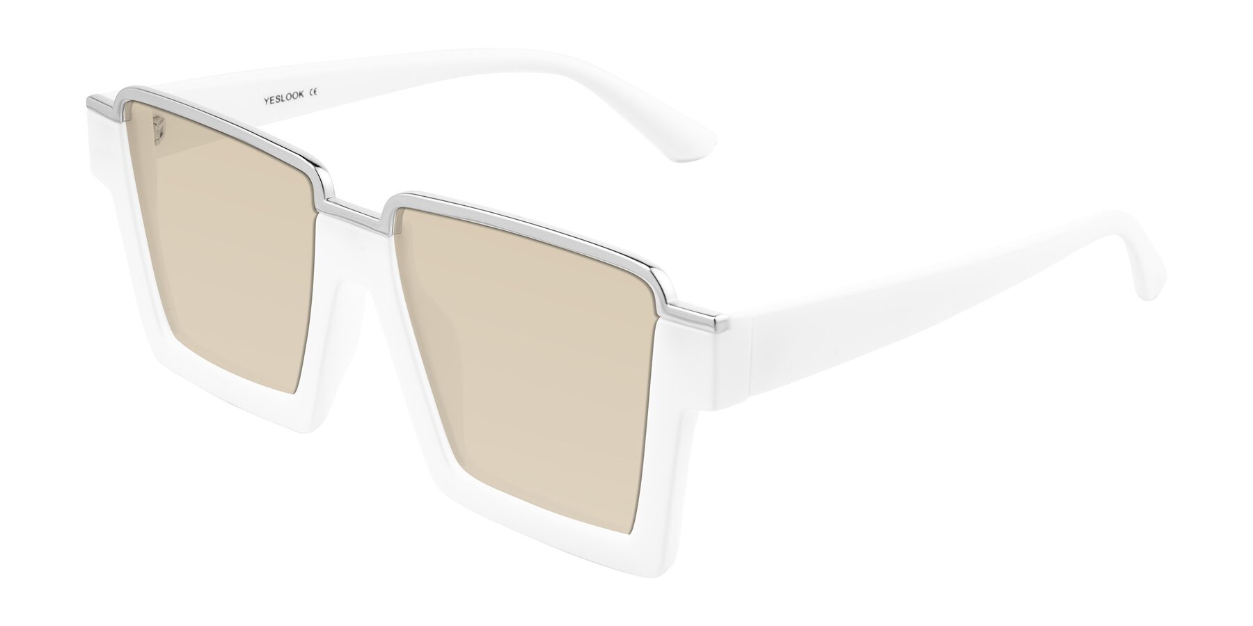 Angle of Reyes in White with Light Brown Tinted Lenses