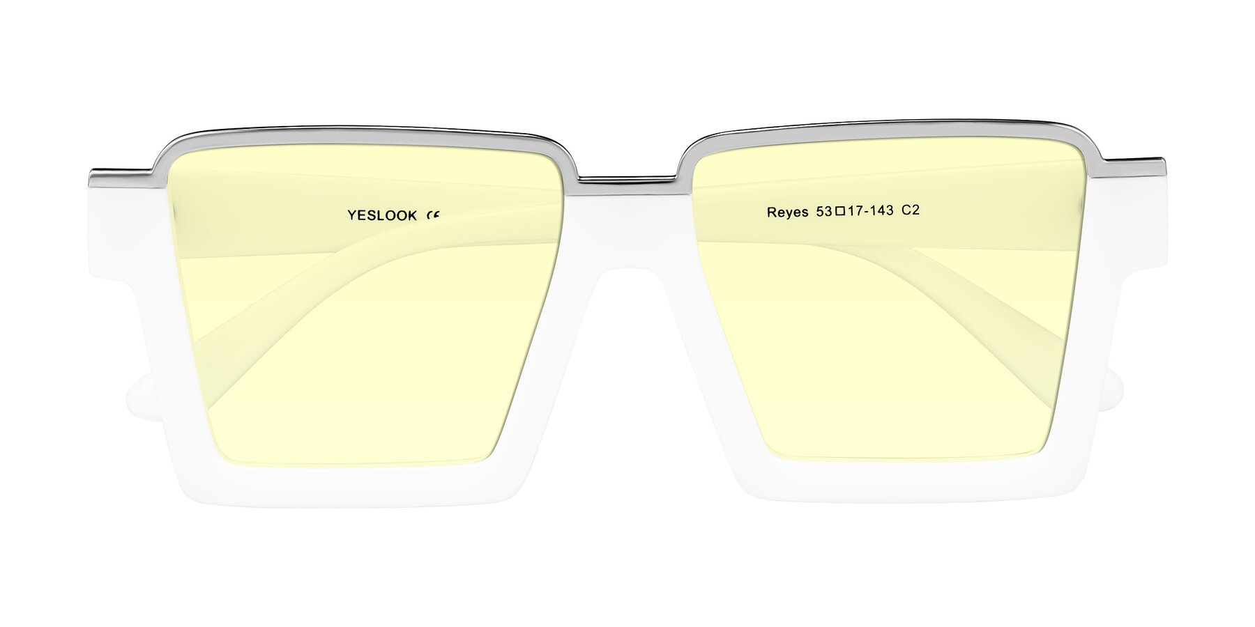 Folded Front of Reyes in White with Light Yellow Tinted Lenses