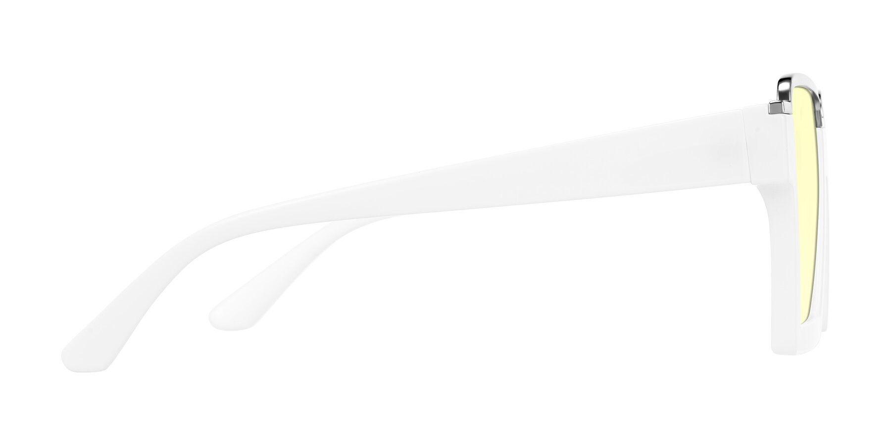 Side of Reyes in White with Light Yellow Tinted Lenses