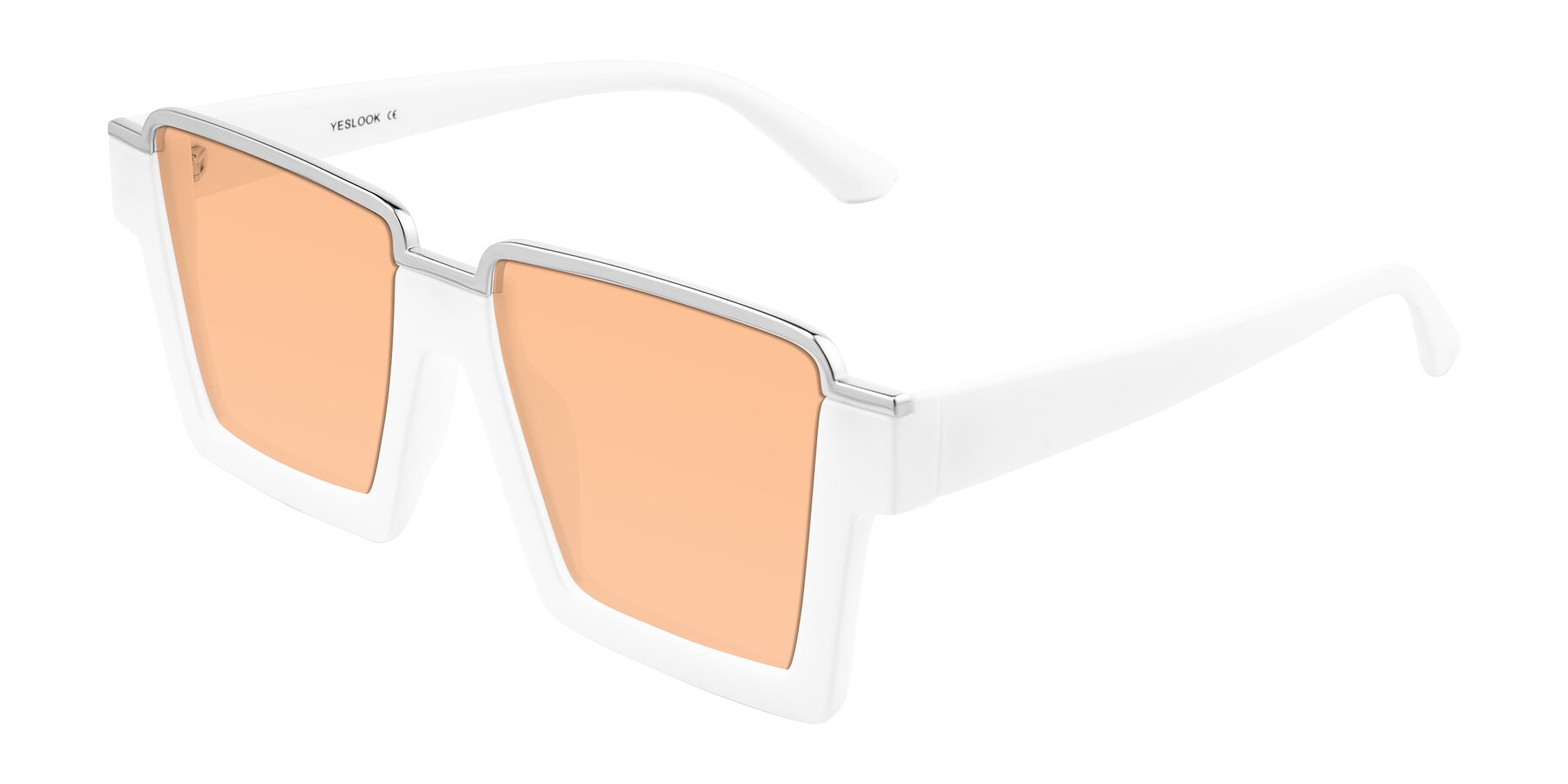 Angle of Reyes in White with Light Orange Tinted Lenses