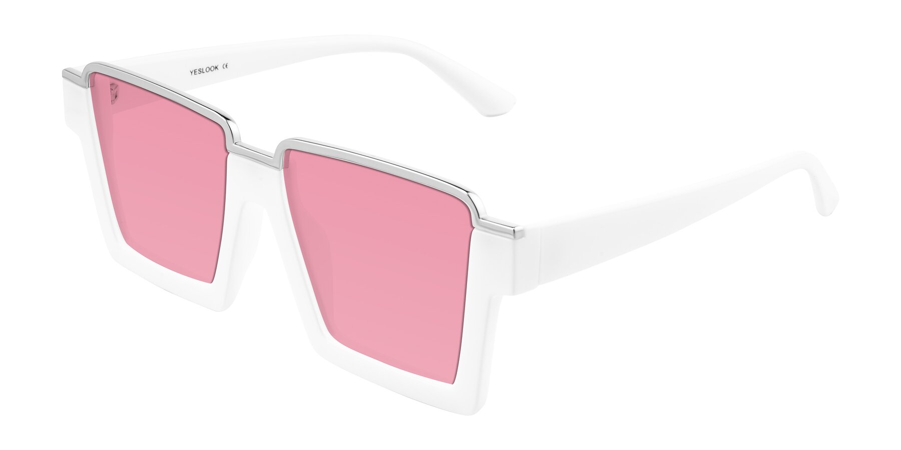 Angle of Reyes in White with Pink Tinted Lenses