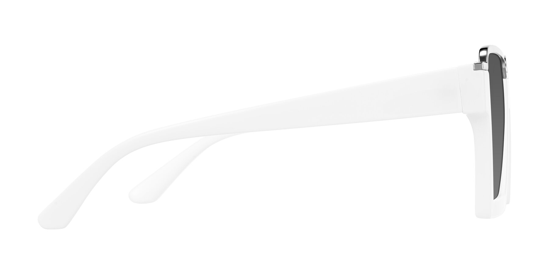 Reyas Color White Geek-Chic Oversized Square Tinted Sunglasses with Medium Gray ...