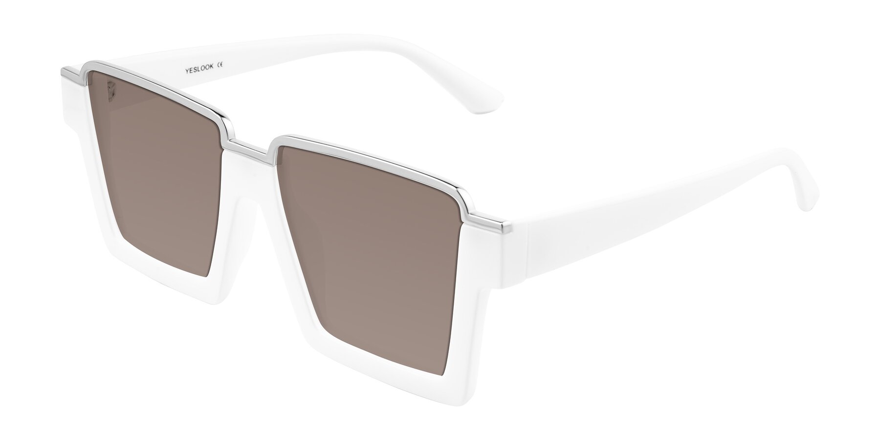 Angle of Reyes in White with Medium Brown Tinted Lenses