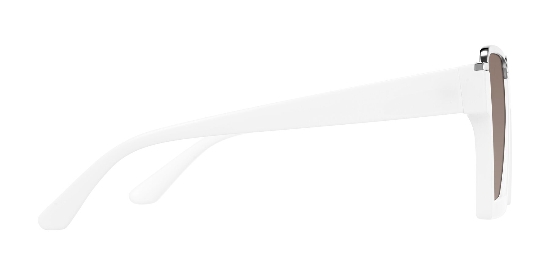 Side of Reyes in White with Medium Brown Tinted Lenses