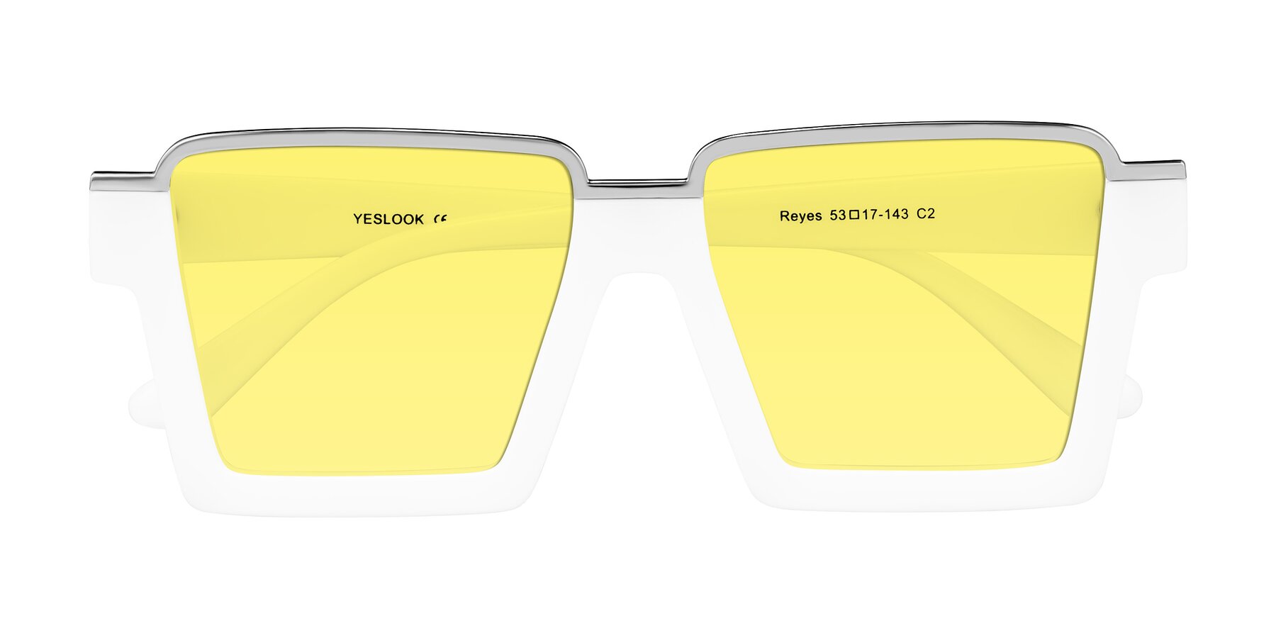 Folded Front of Reyes in White with Medium Yellow Tinted Lenses